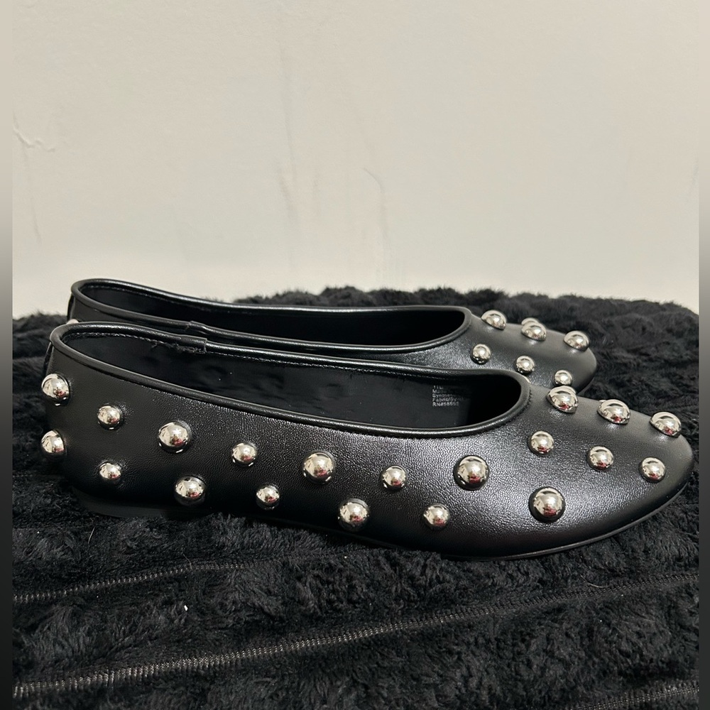 NEW Abound Flats with Silver Button Studs - Black, Size 11M